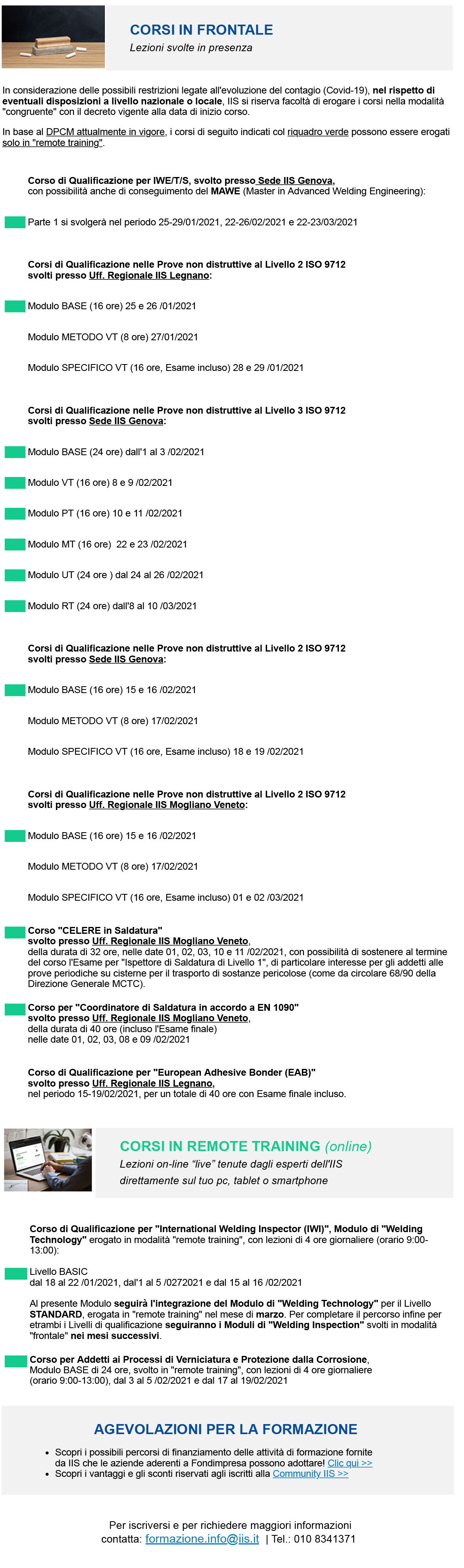 corsi gennaio febbraio